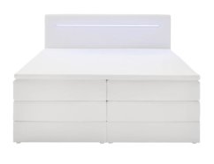BOXSPRING POSTEĽ KARIN U - s úložným priestorom, biela koženka