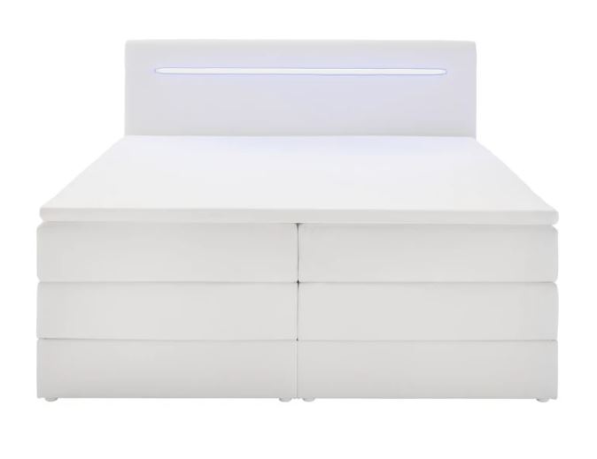 BOXSPRING POSTEĽ KARIN U - s úložným priestorom, biela koženka