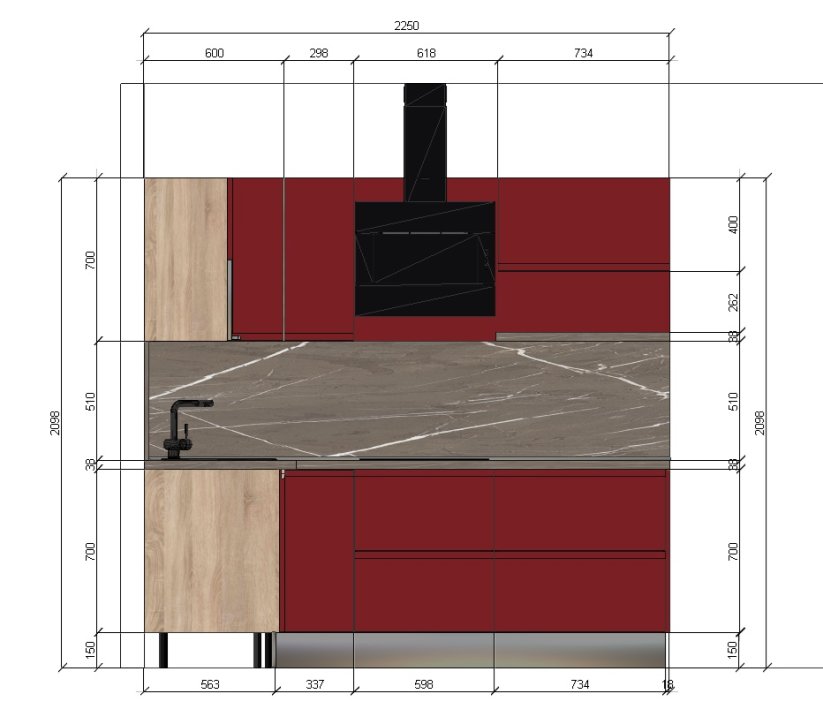 KUCHYNSKÁ LINKA EXCLUSIV Striekaná MDF/RAL 3011 Červenohnedá