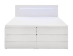 BOXSPRING POSTEĽ KARIN U - s úložným priestorom, biela koženka