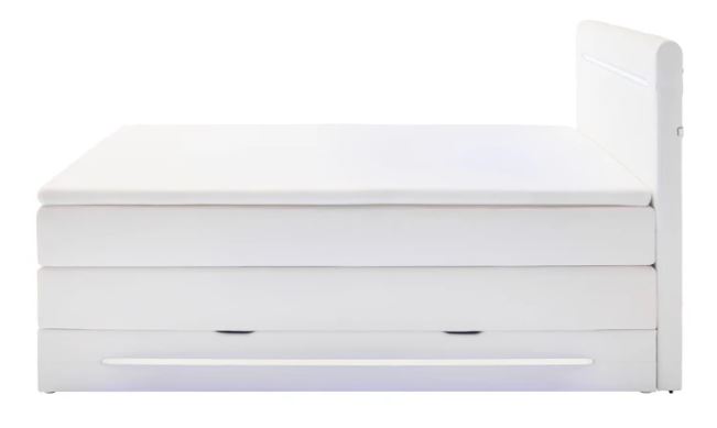 BOXSPRING POSTEĽ KARIN U - s úložným priestorom, biela koženka